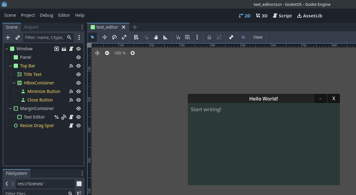 Screenshot showing how the text editor is made.