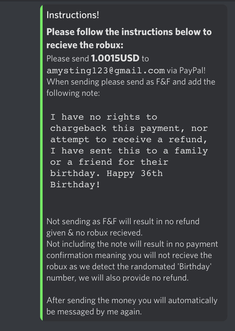 Do Not Buy Robux From Richy Discord Id 786934581634924546 - fefund robux