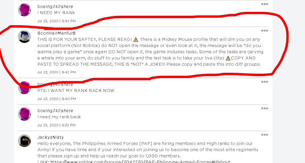 People On Roblox Warning About Blue Whale Challenge - netsuppt bluewhalegame roblox harmfulapps socialmedia