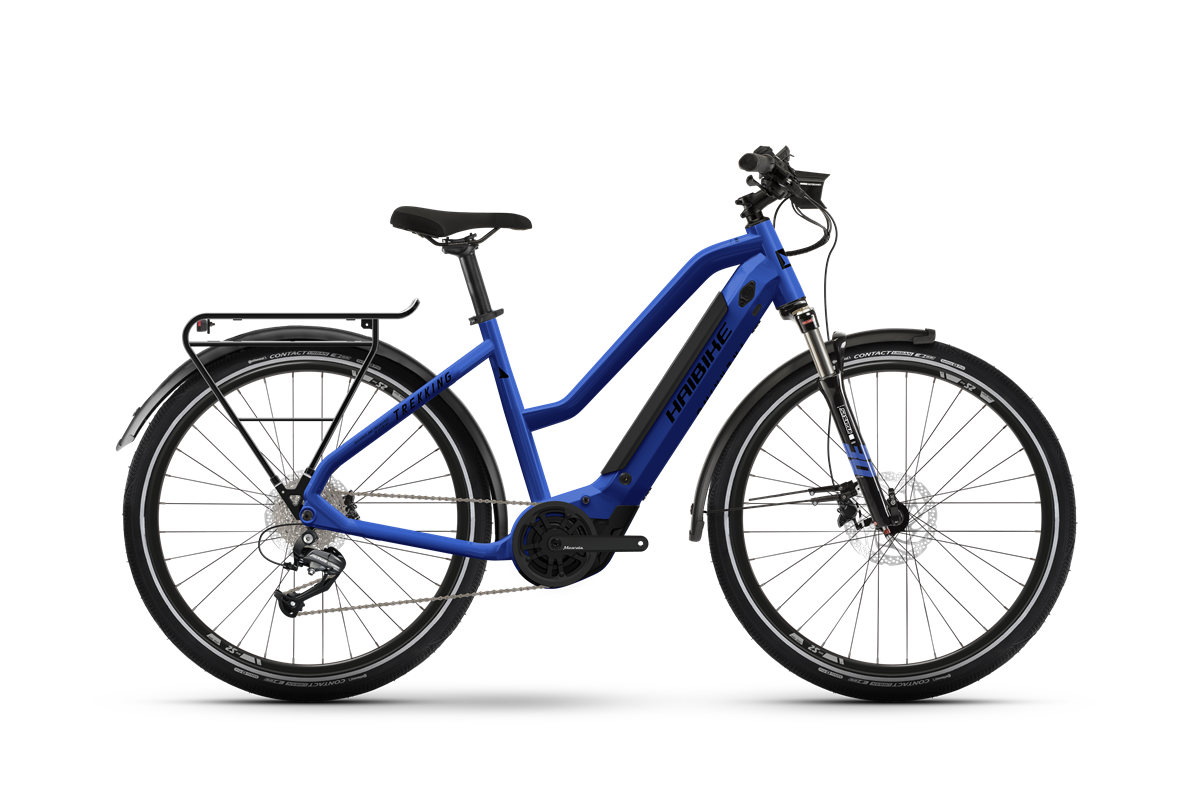 Haibike Trekking 4 500Wh Low Standover Electric Bike in Blue