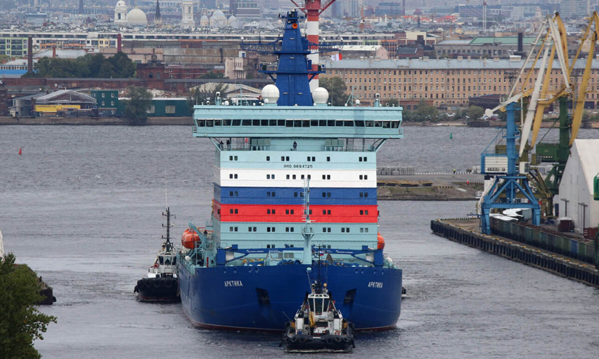 Tàu Arktika chạy thử nghiệm ở St. Petersburg hồi tháng 12/2019. Ảnh: TASS.