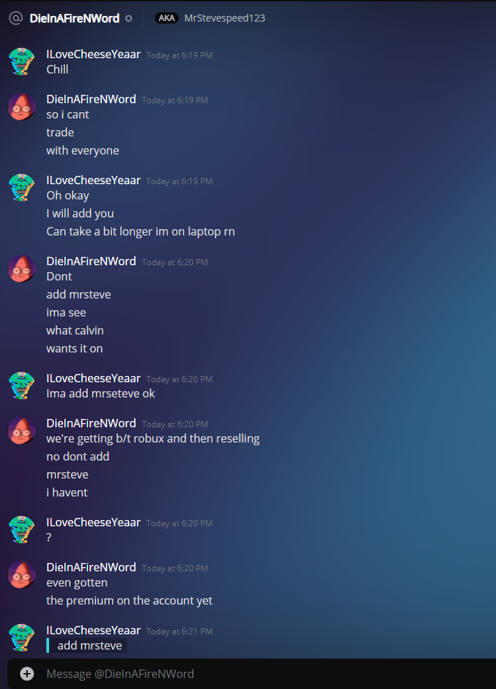 User Selling Account That He Doesn T Own - roblox trading accounts discord